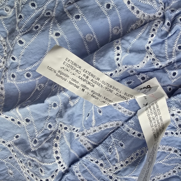 Zara Embroidered Cutout Tiered Eyelet Maxi Shirt Dress XS Light Blue - Picture 8 of 16